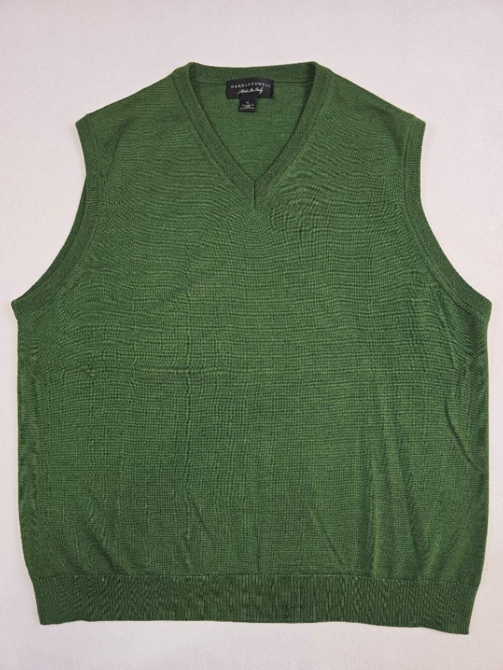 Harold Powell XL Green 100% Merino Wool Grandpa Sweater Vest Made In Italy